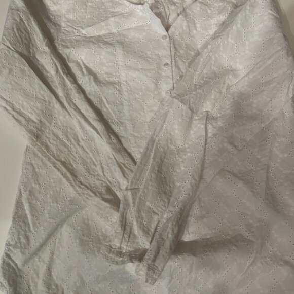 J Crew White Eyelet Blouse Size Small Long Sleeve 100% Cotton 💗 - Picture 13 of 14